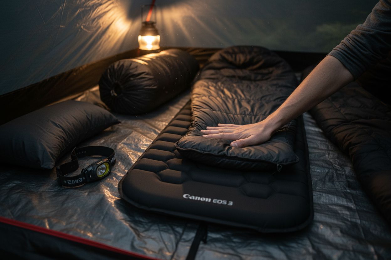 camping sleep surface setup