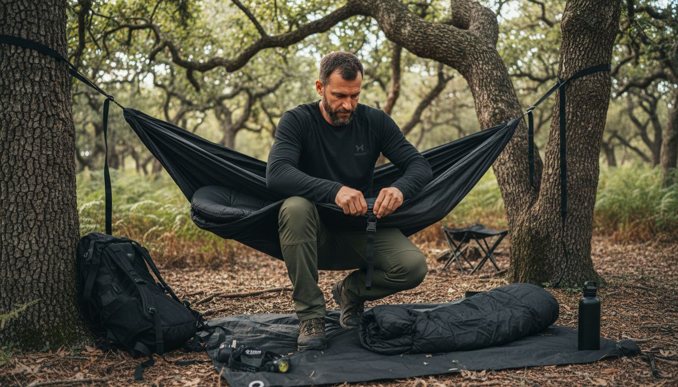 hammock camping setup