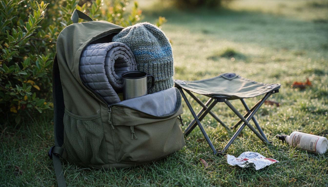 Backpack and key comfort camping gear