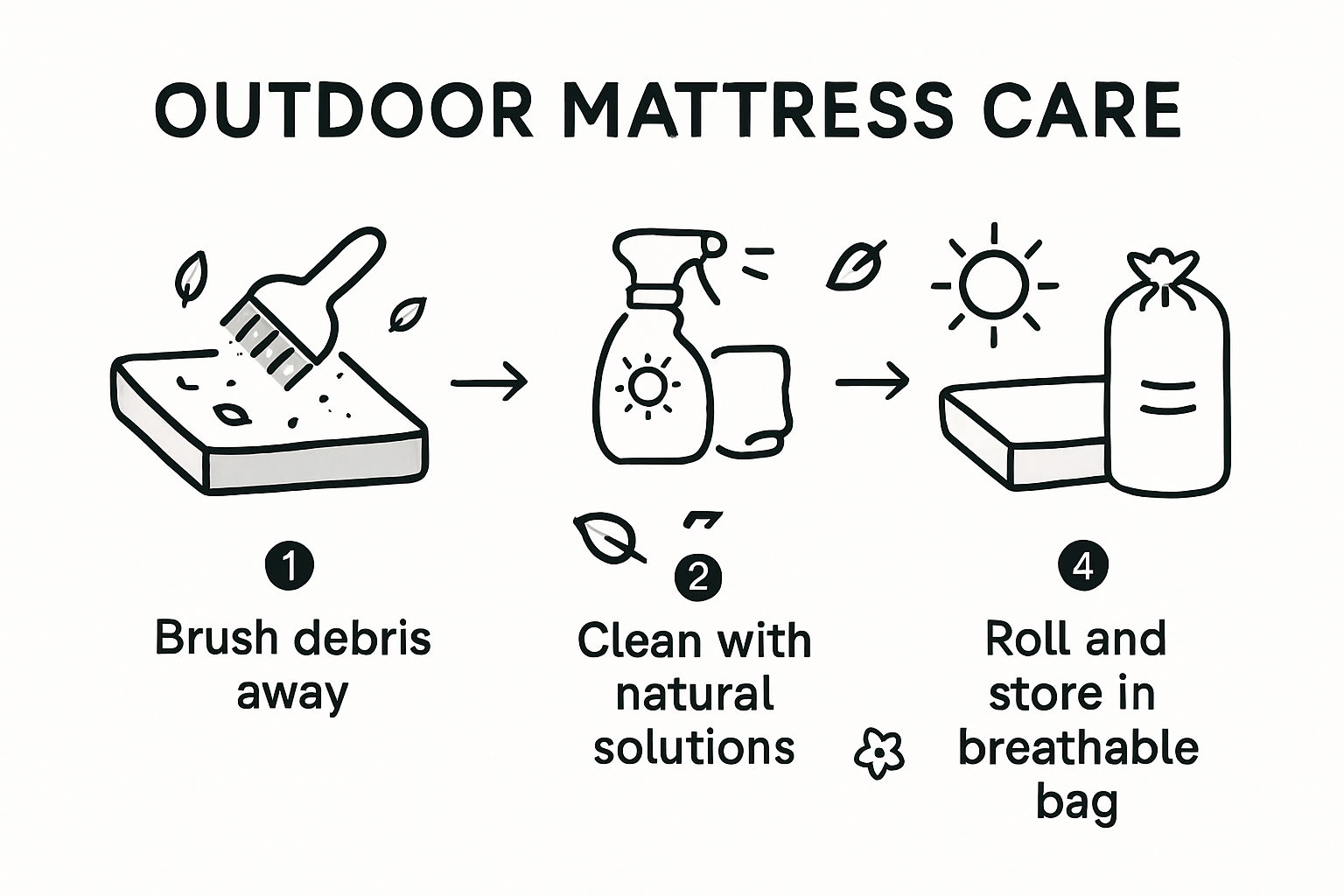 Infographic of outdoor mattress care steps