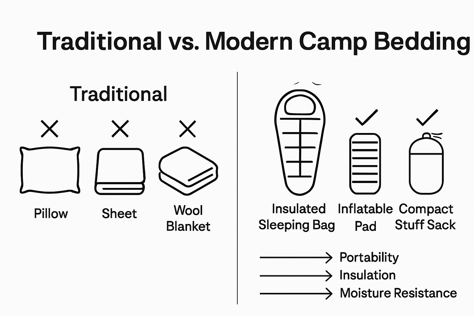 Infographic comparing camp vs traditional bedding