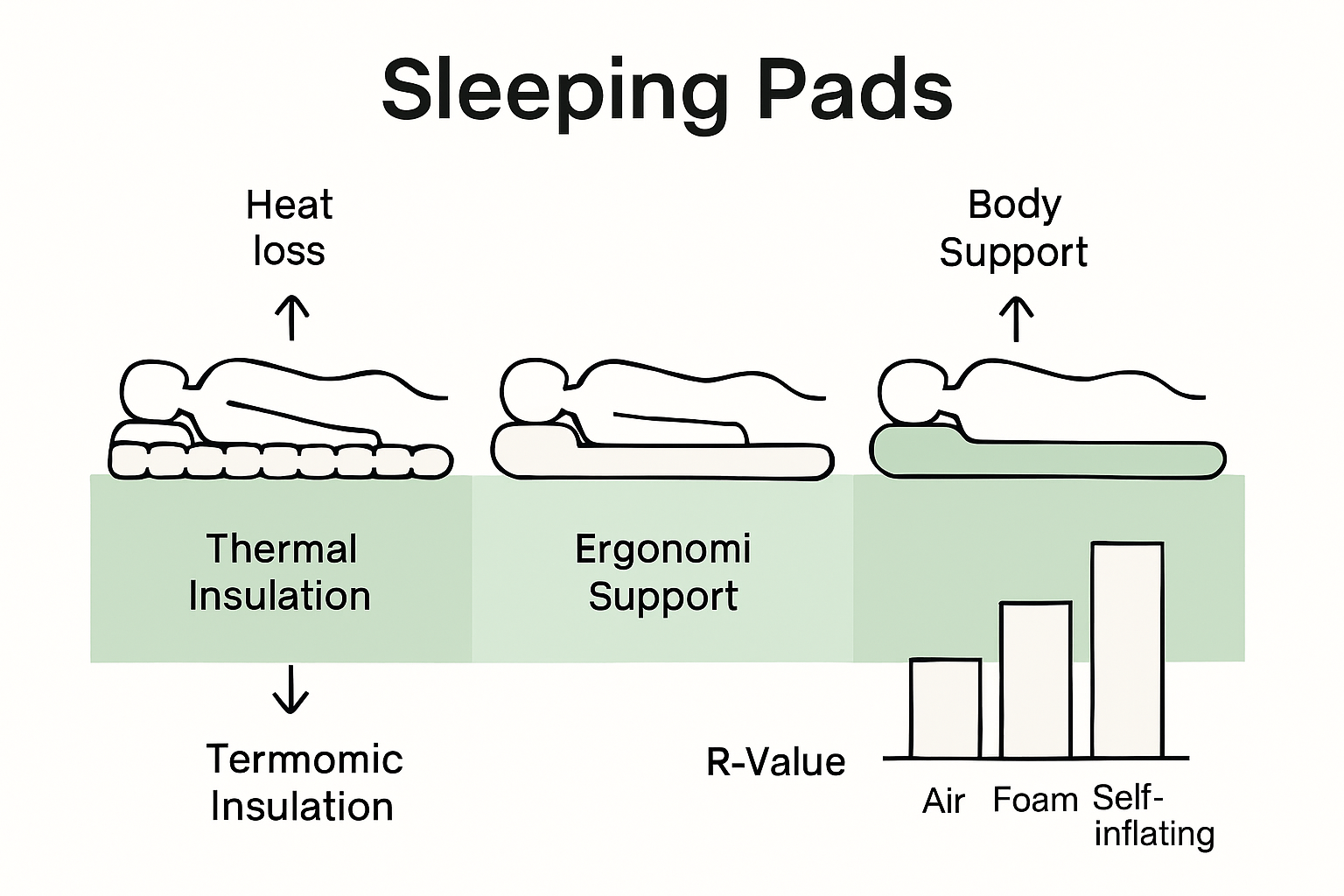 Infographic comparing sleeping pad types and benefits