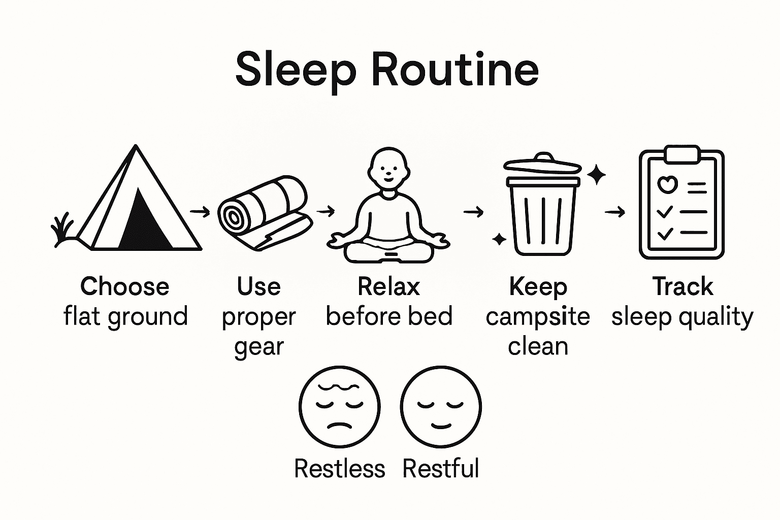 Infographic of camping sleep hygiene workflow