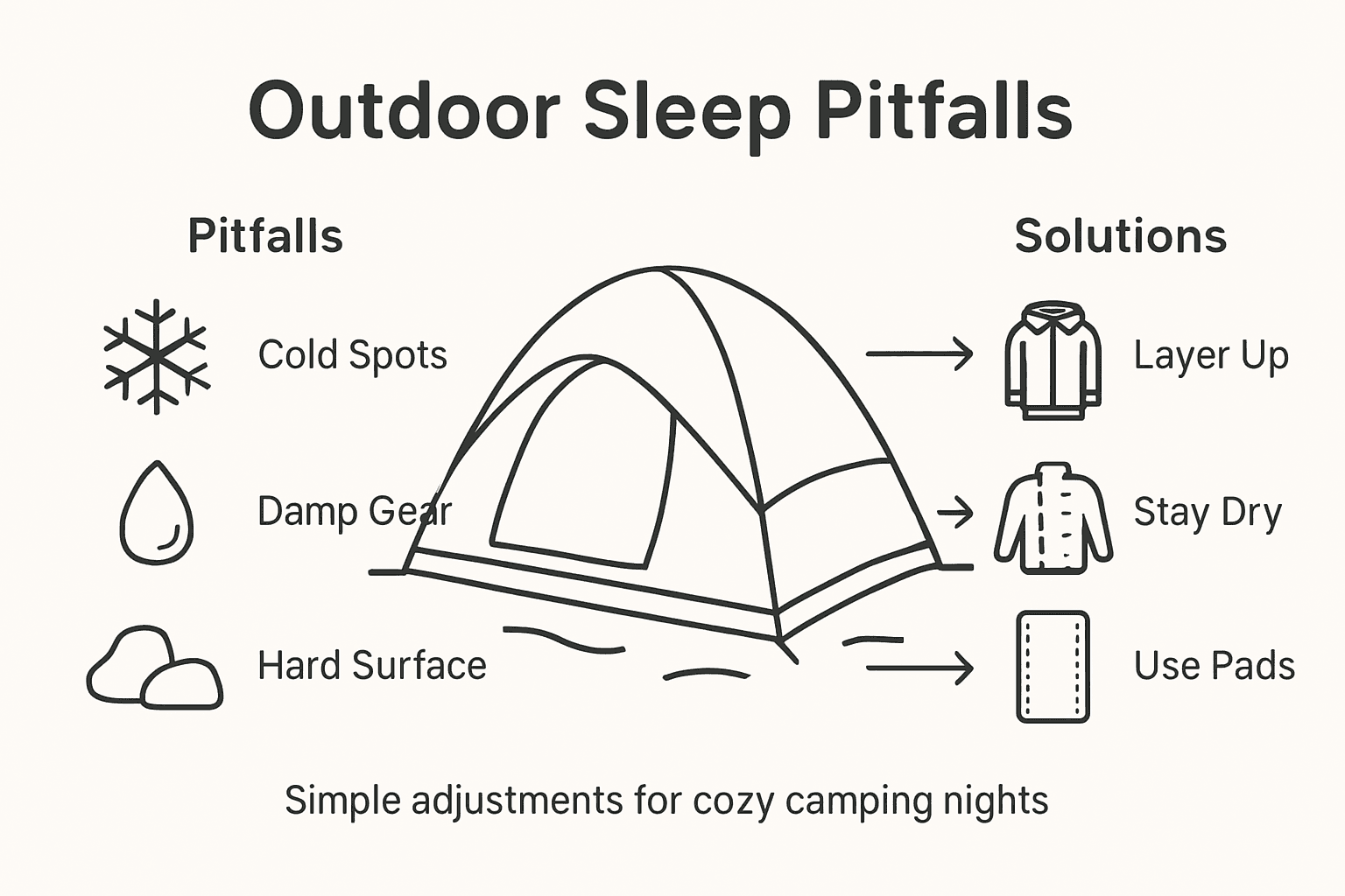 Infographic showing common outdoor sleeping pitfalls