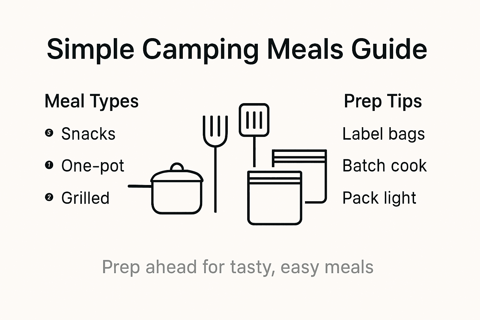Infographic showing camping meal tips and prep