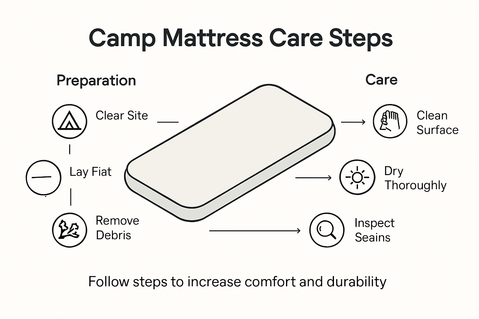 Infographic showing mattress care steps and checklist