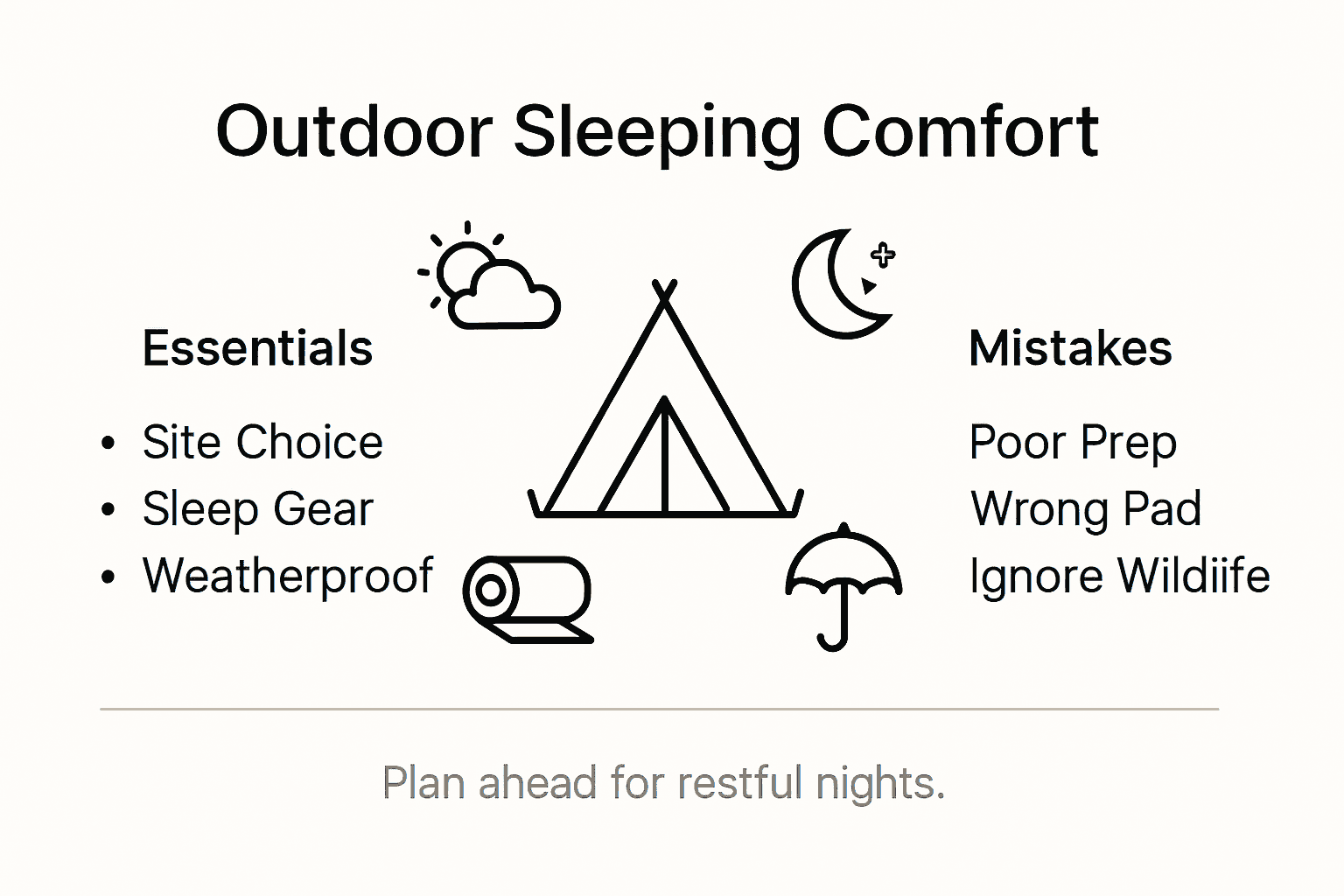 Infographic about outdoor sleeping comfort essentials
