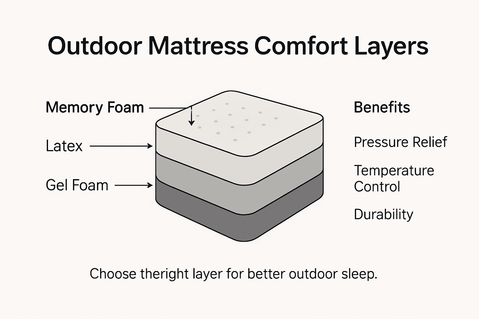 Infographic showing outdoor mattress layer options