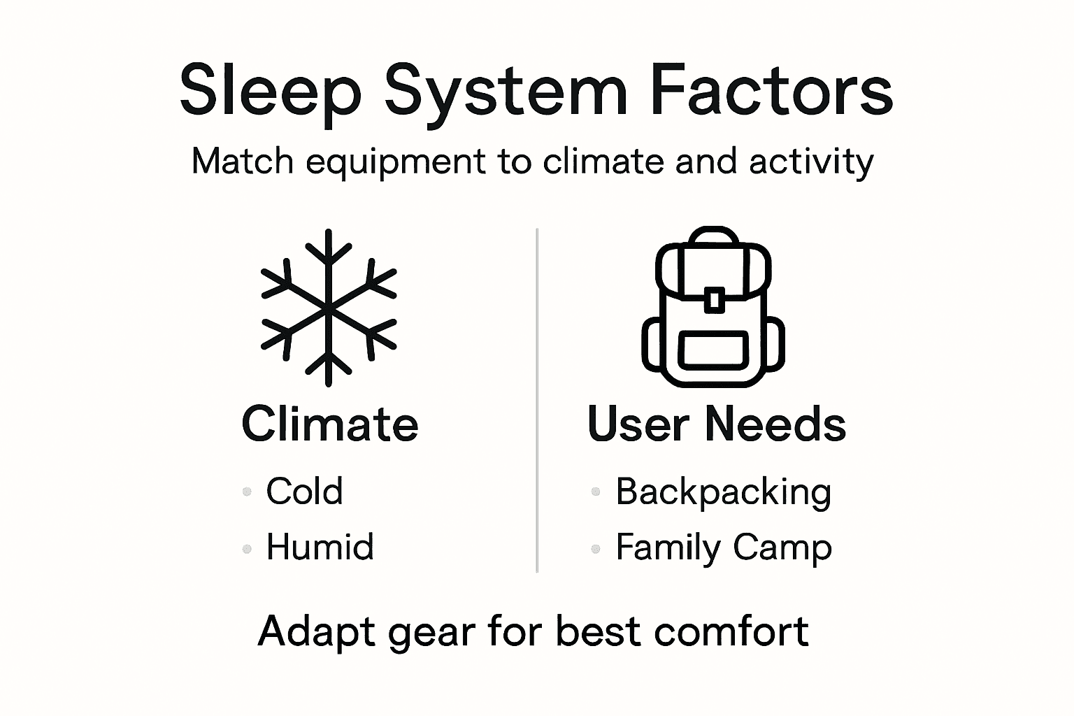Infographic outlining outdoor sleep system choices