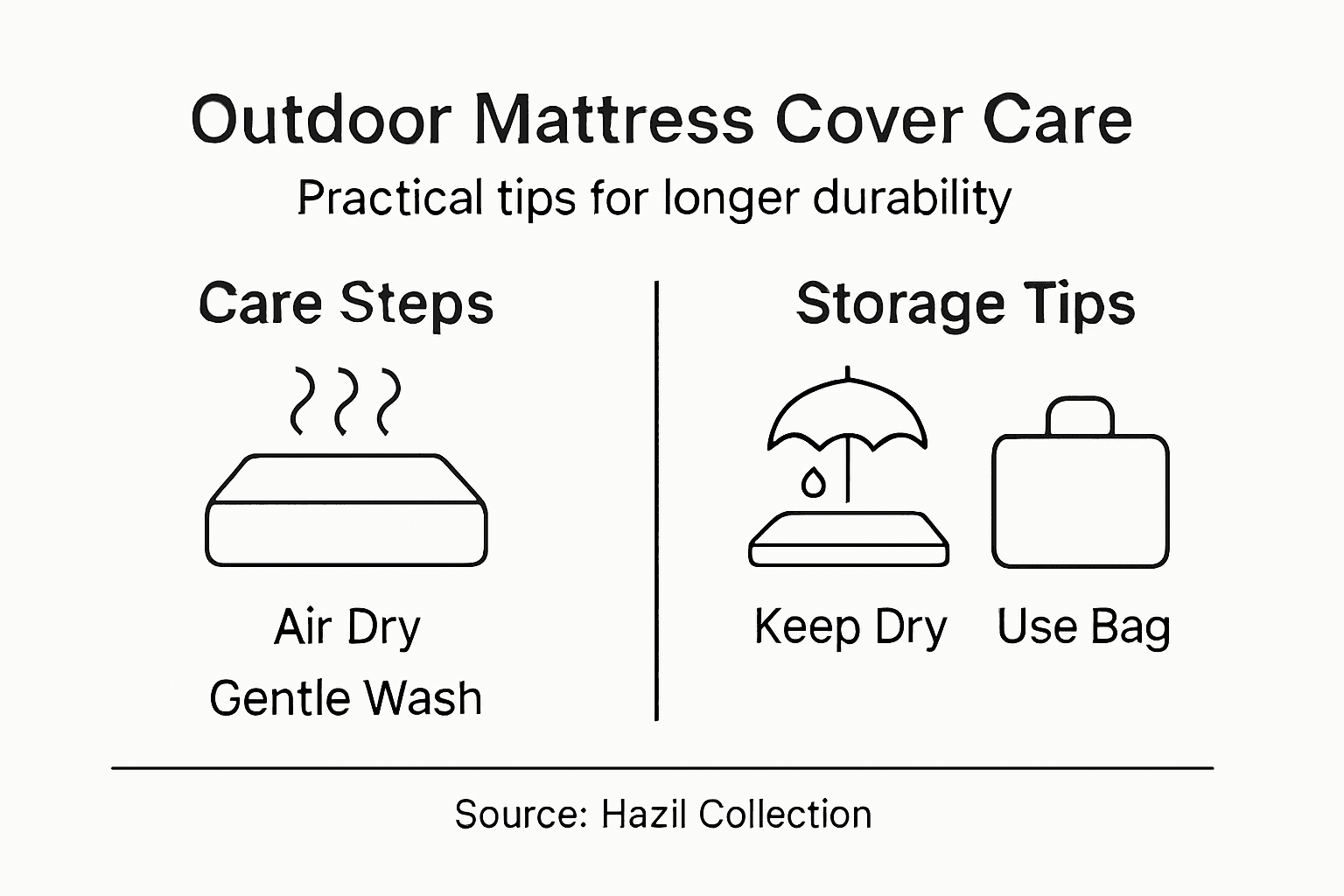 Infographic with care steps and storage tips