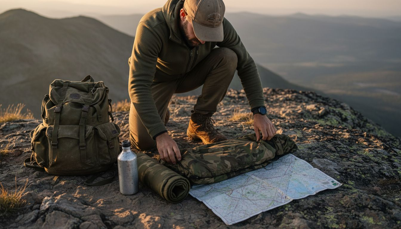 Hiker with sleeping pad and bivouac sack