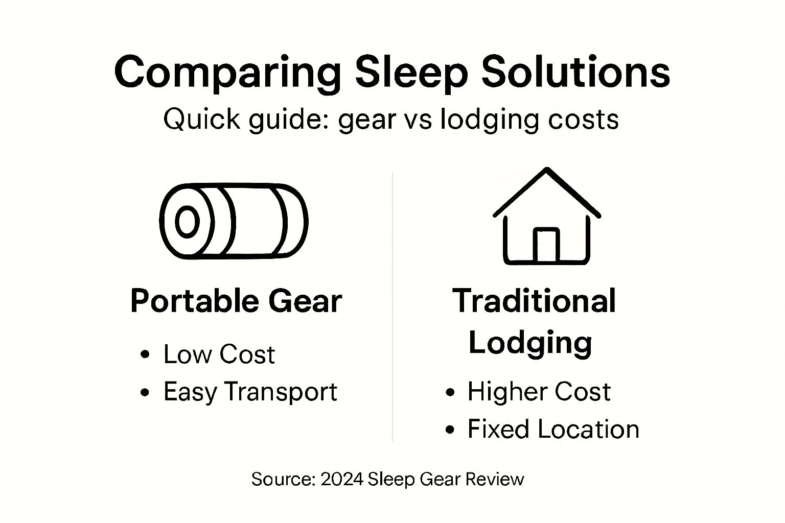 Infographic comparing portable gear and lodging