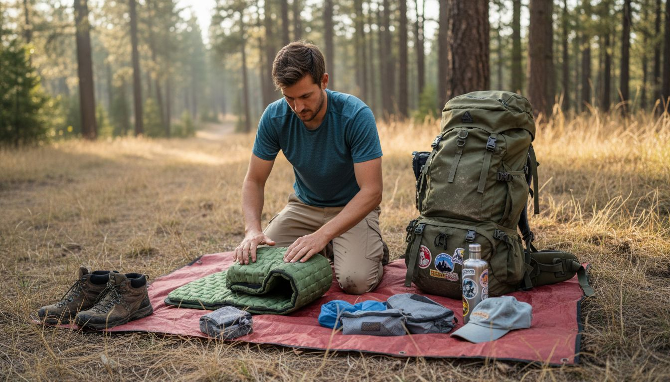 Organizing camping gear with packing cubes