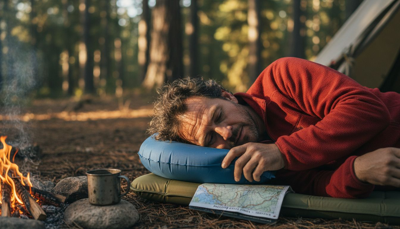 Camper adjusting pillow for neck support
