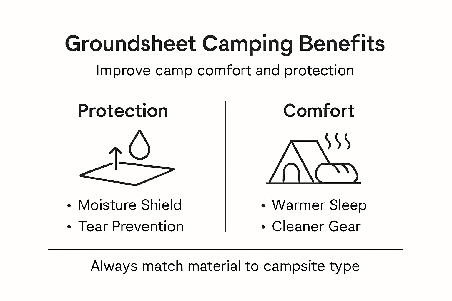 Infographic about groundsheet benefits for campers