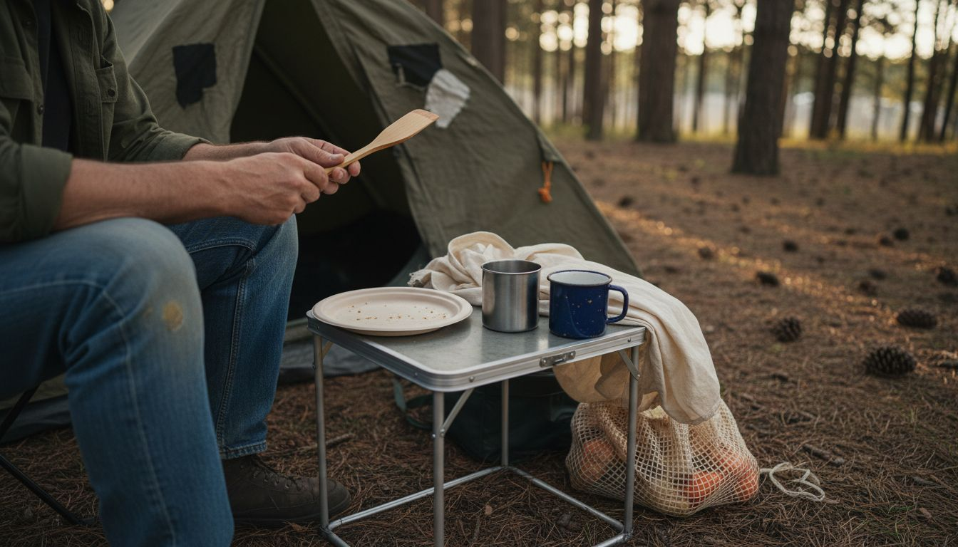 Camper handling eco-friendly kitchen camping gear