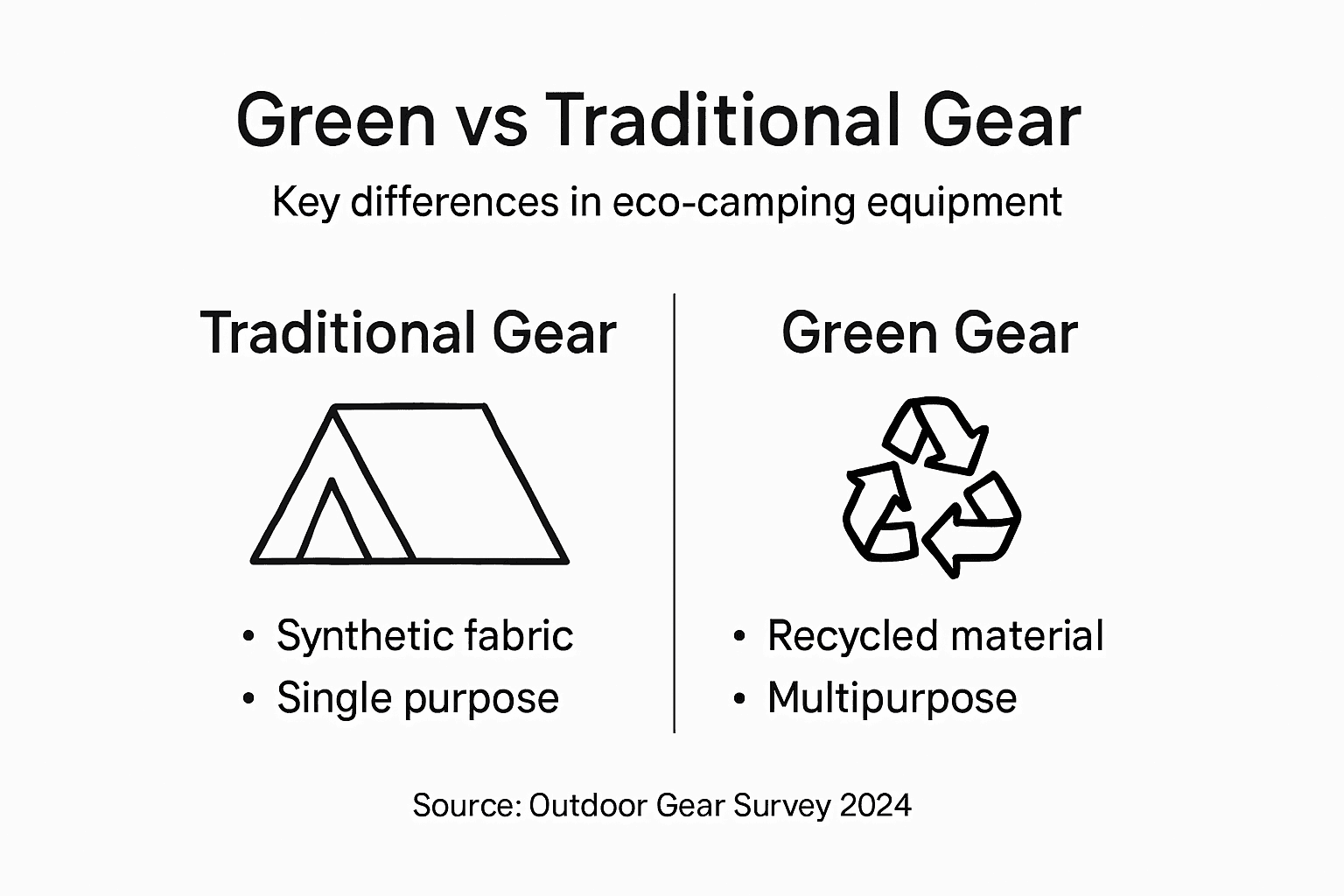 Infographic comparing green and traditional camping gear