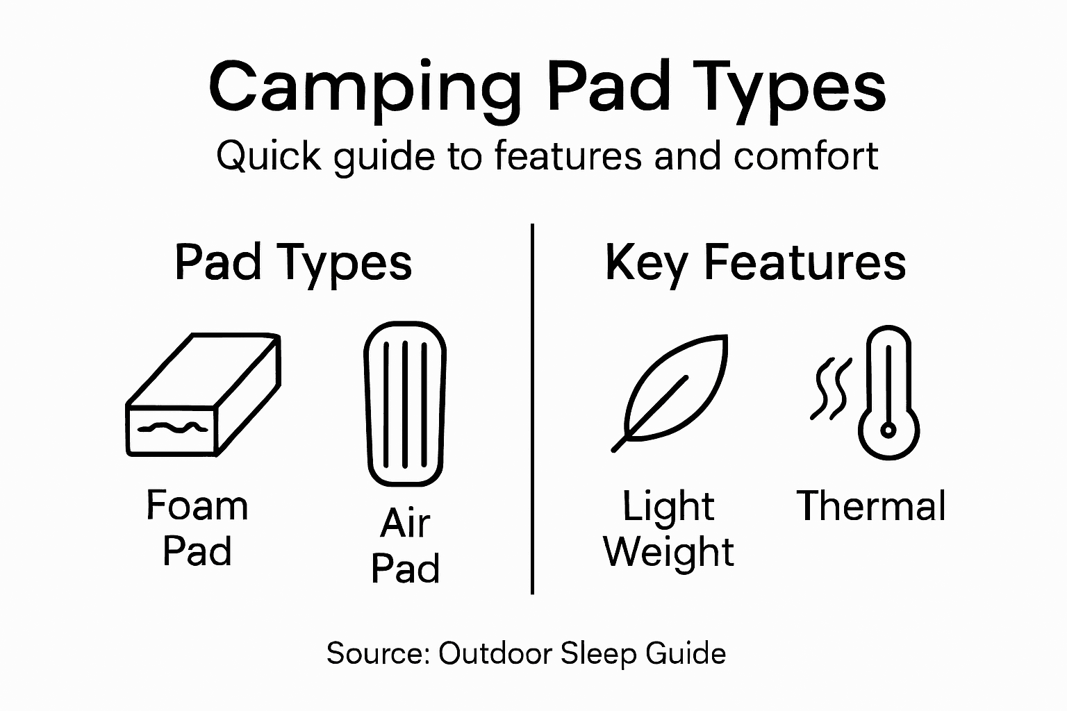 Infographic comparing mattress pad types and features