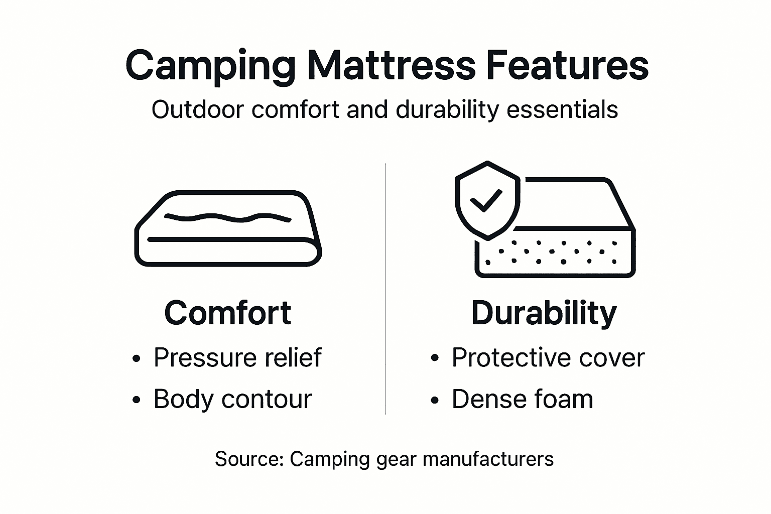 Infographic outlining camping memory foam mattress features