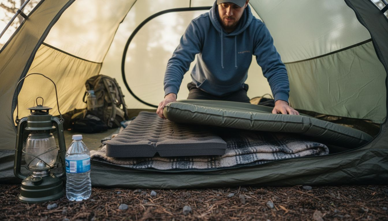 Camper adding layers under air mattress