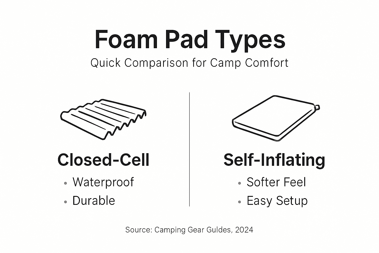 Infographic comparing foam pad types and benefits