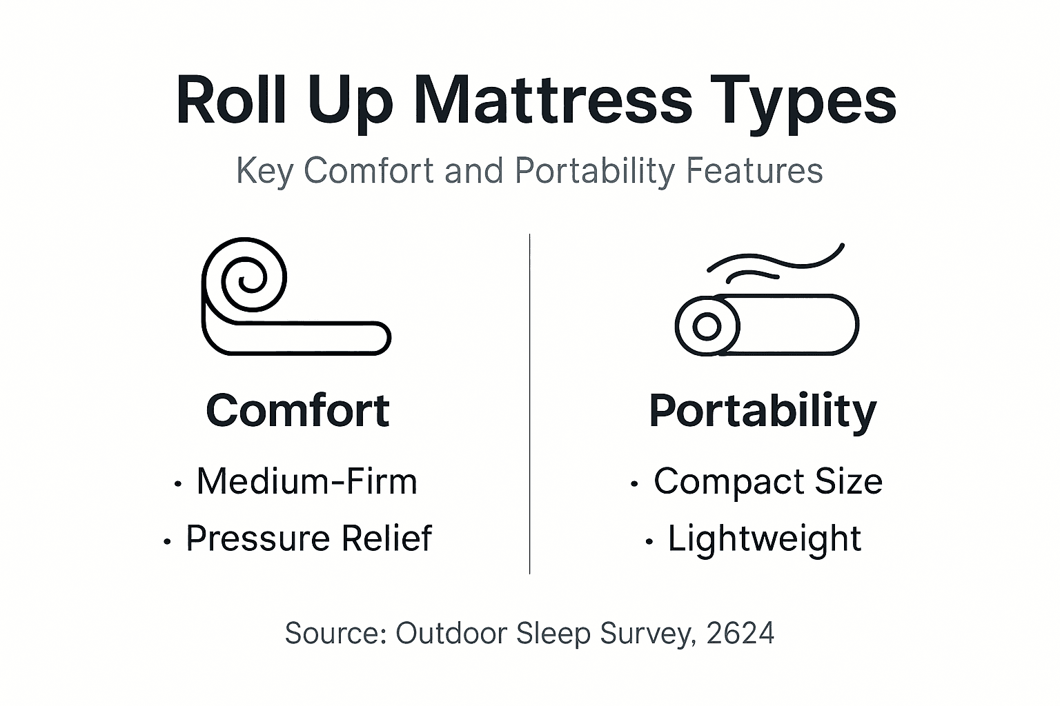 Infographic comparing roll up mattress comfort and portability