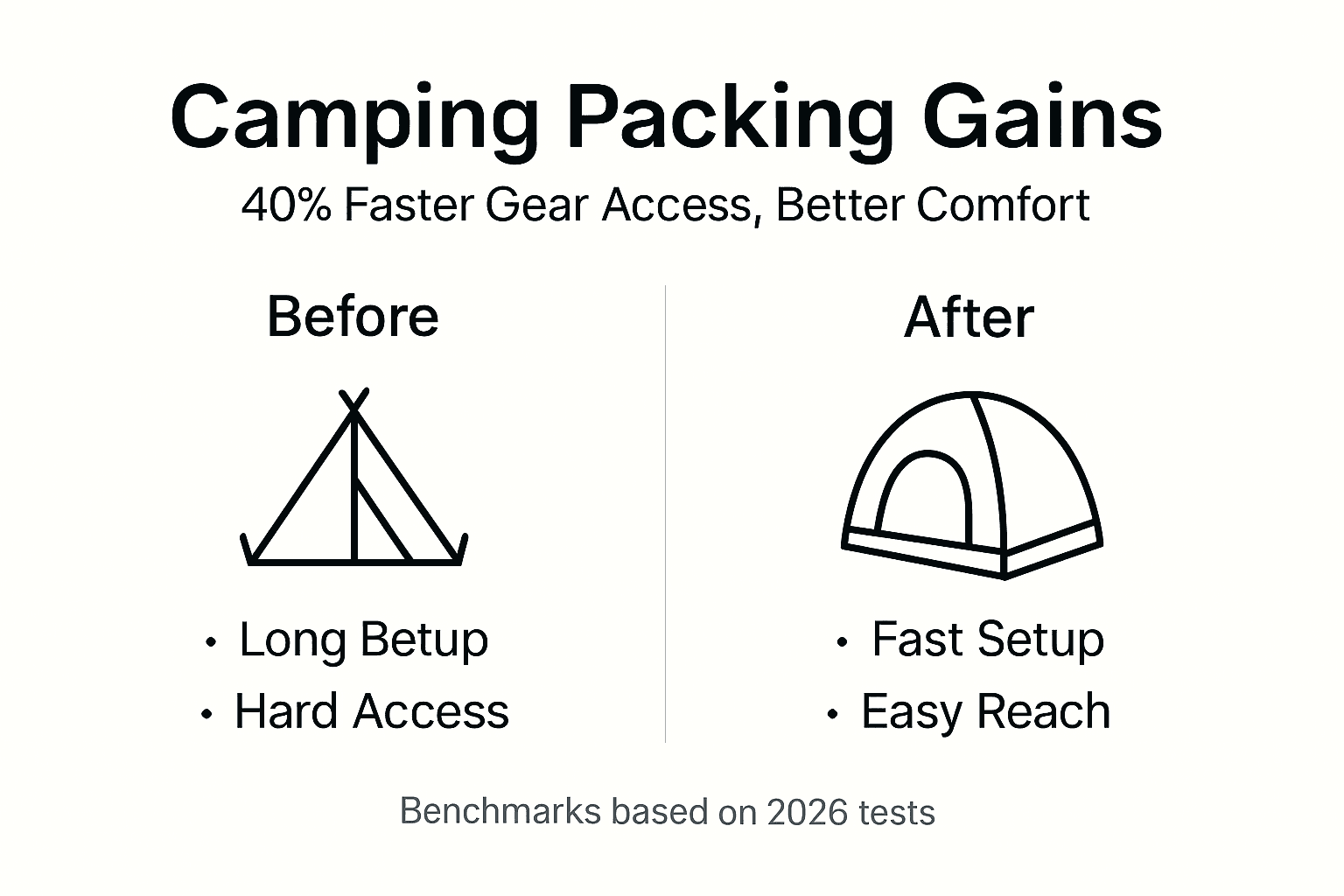 Infographic comparing camping packing before and after