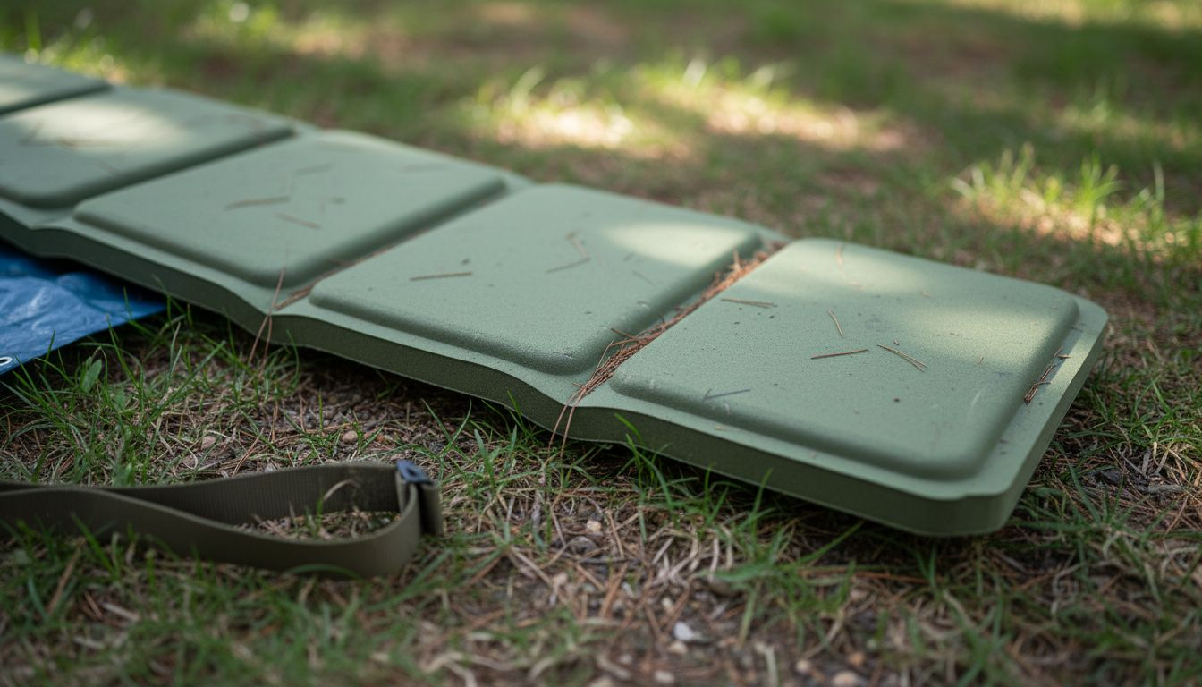 Detail of tri fold sleeping pad folds