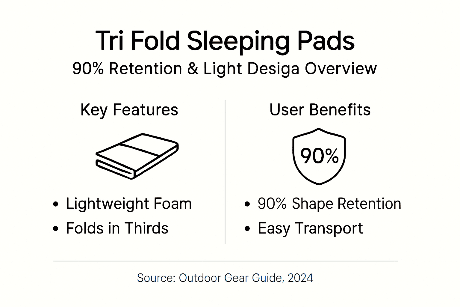 Infographic on tri fold sleeping pad key features