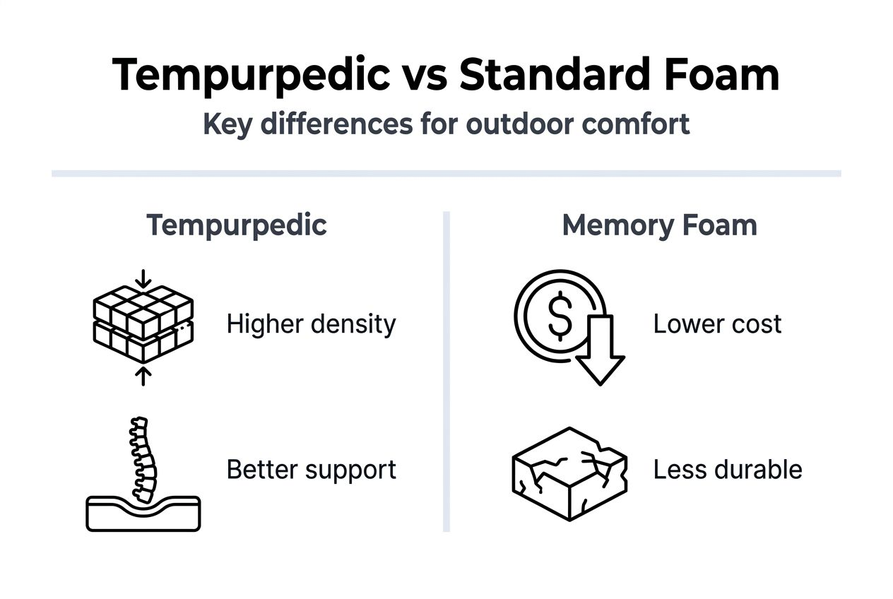 Infographic contrasting Tempurpedic and memory foam