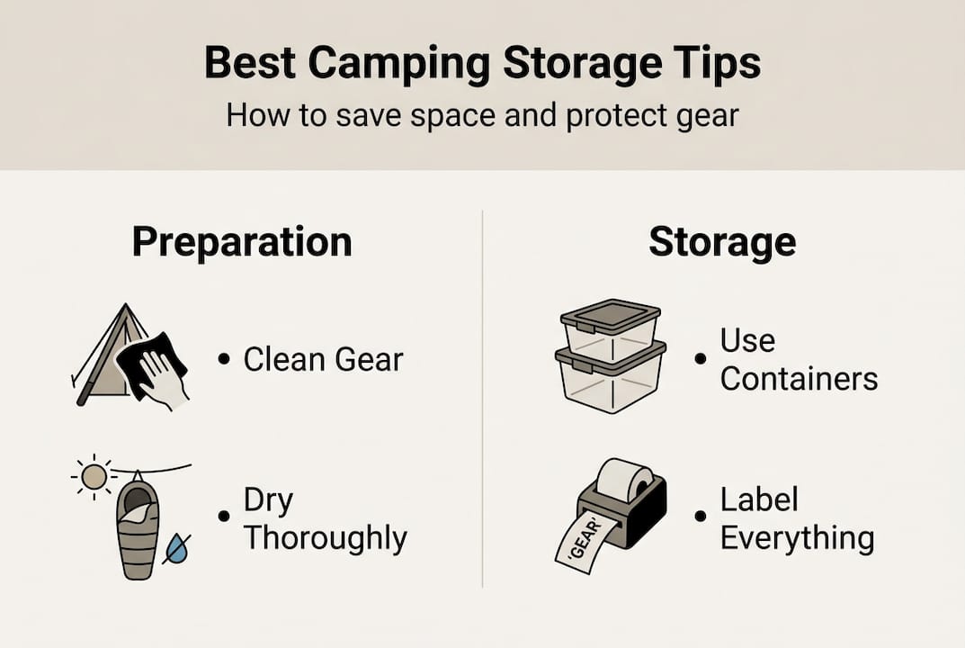 Infographic showing best camping storage tips