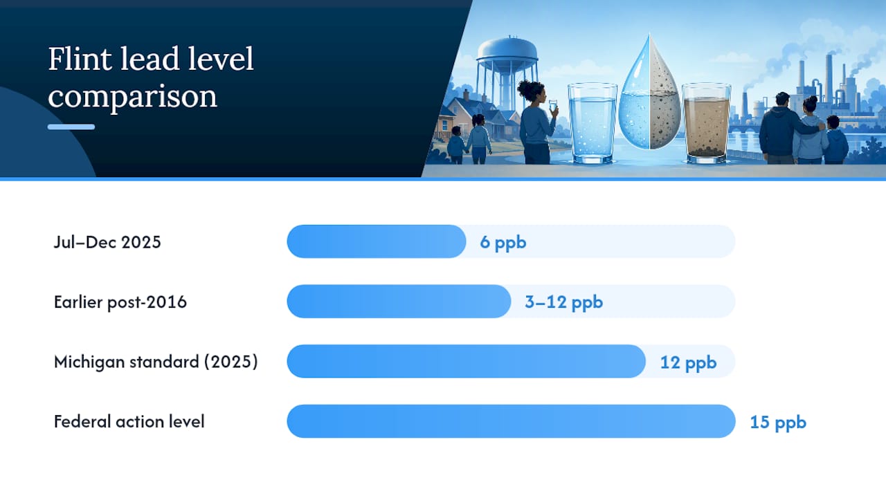 Graph of Flint water lead levels over 10 years
