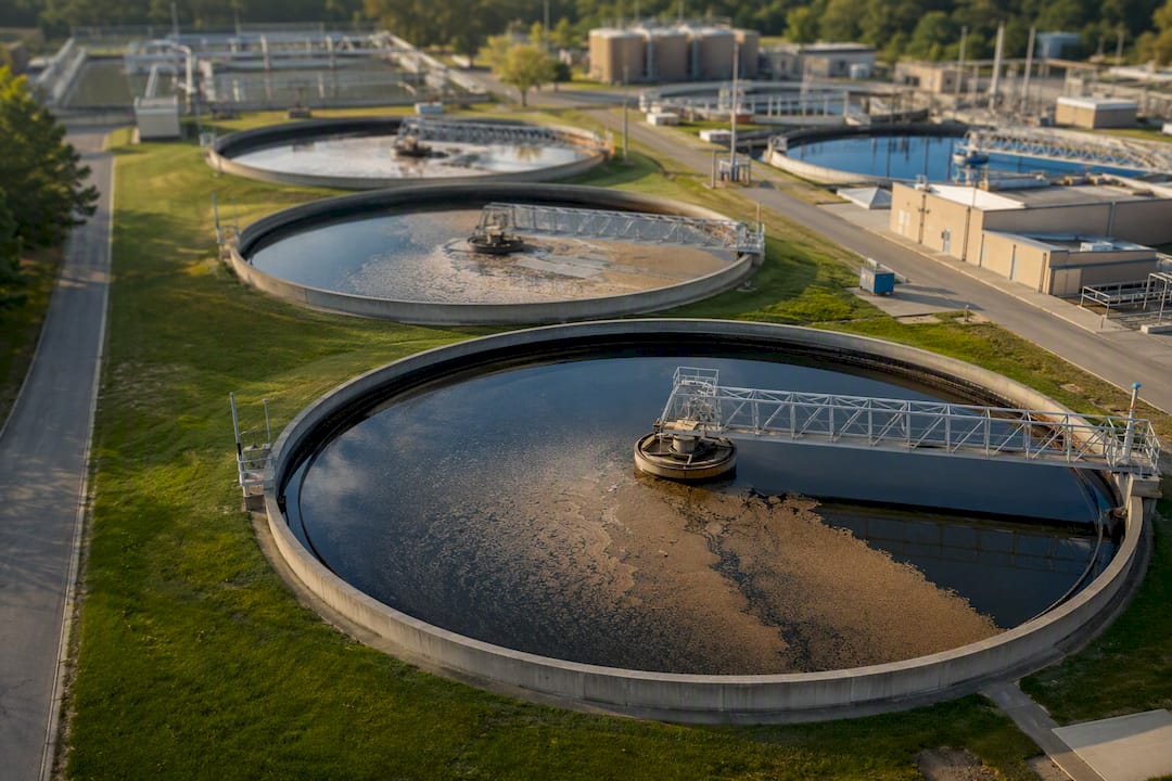 Sedimentation tanks at water treatment plant