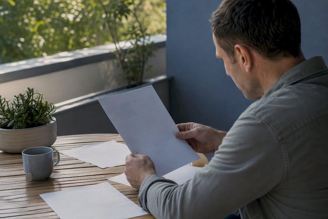 Person researching water quality at home desk