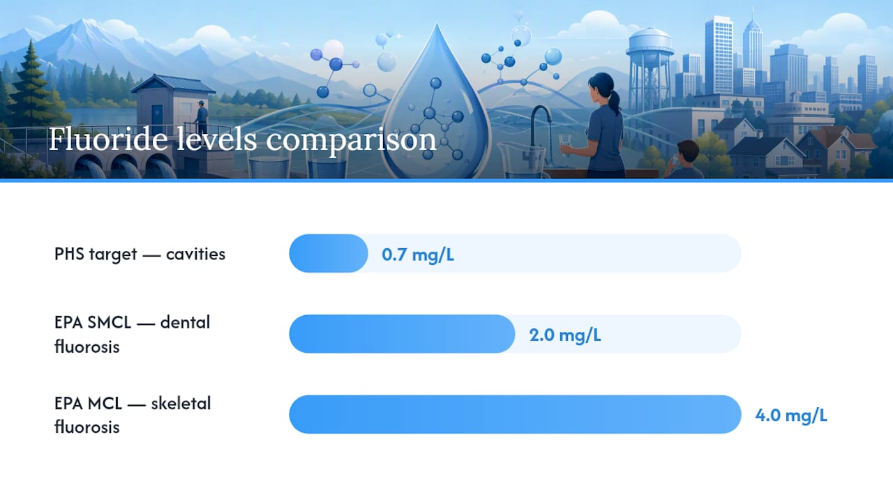 Fluoride levels compared with U.S. standards