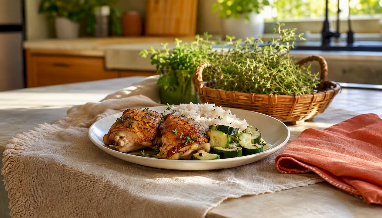 Fresh low-histamine chicken dinner plated