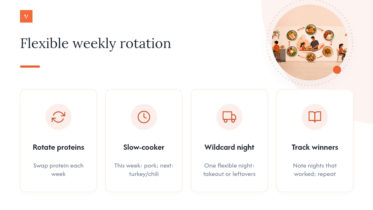 Flexible weekly dinner rotation with wildcard night
