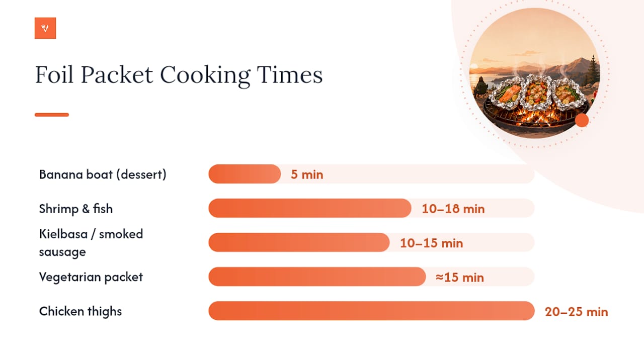 Foil packet cooking times by recipe type