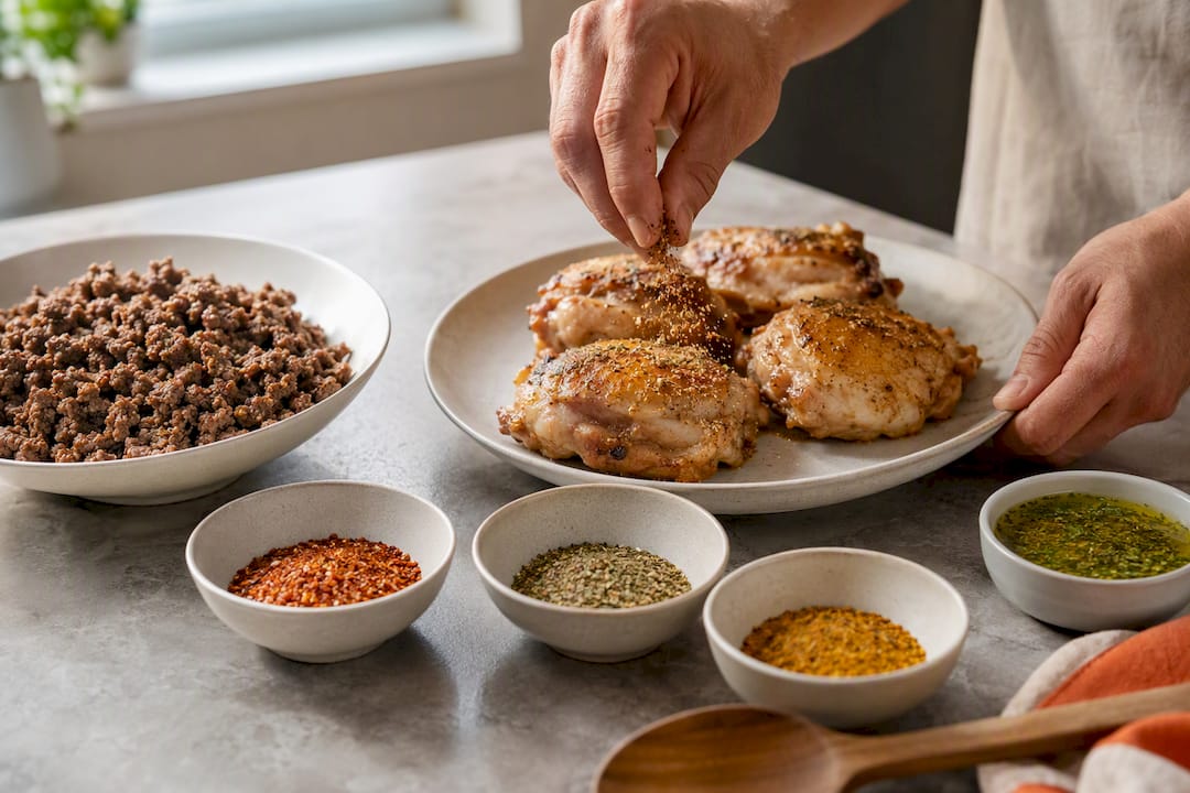 Seasoning blends adding variety to keto proteins