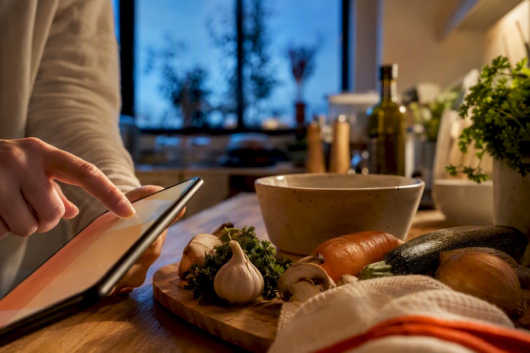 Weekly dinner planning beside fresh ingredients