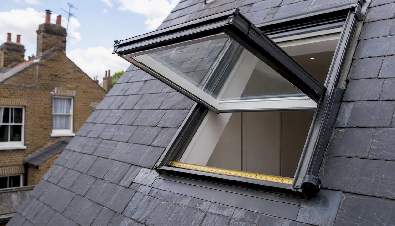 Loft conversion emergency escape window with smoke alarm