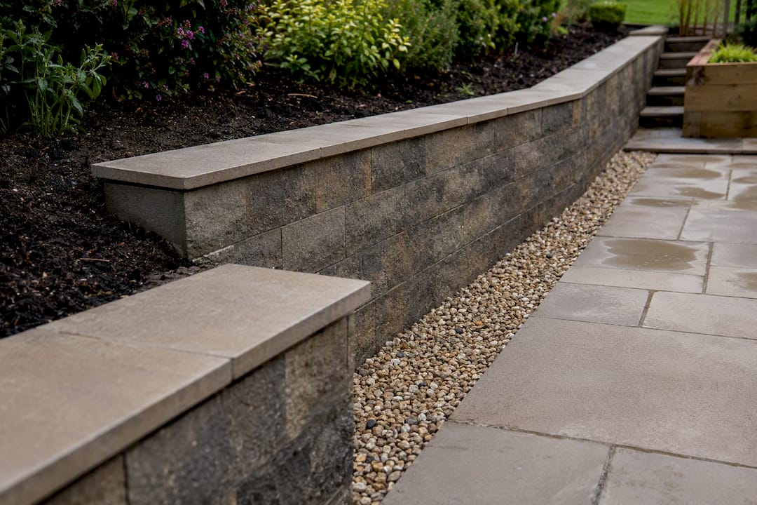 Retaining wall across a terraced London garden