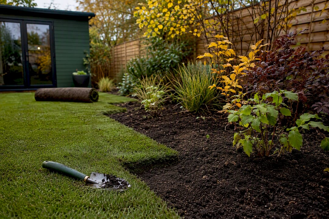 Autumn turfing and planting in London garden