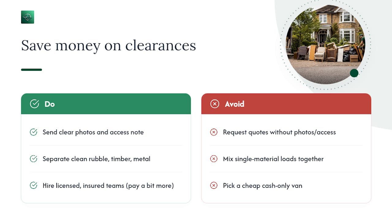 What actually saves you money on a London clearance — overview diagram