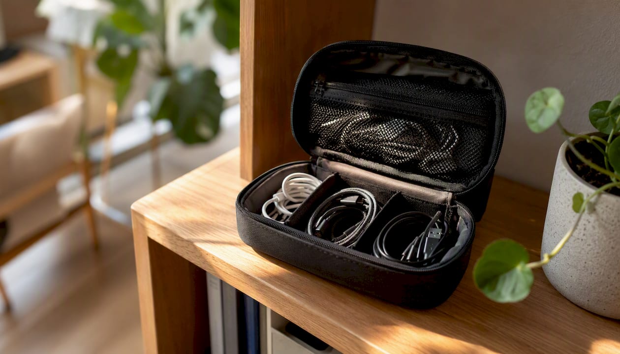 Kabeltasche mit einem Ersatz-USB-Kabel