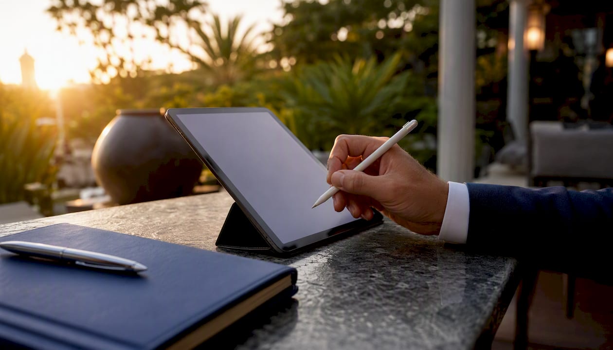 Hand signing digital document with stylus