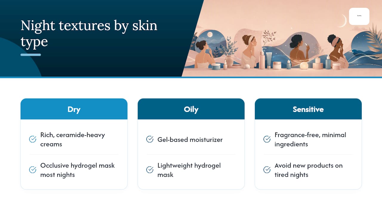Infographic comparing skin type hydration needs