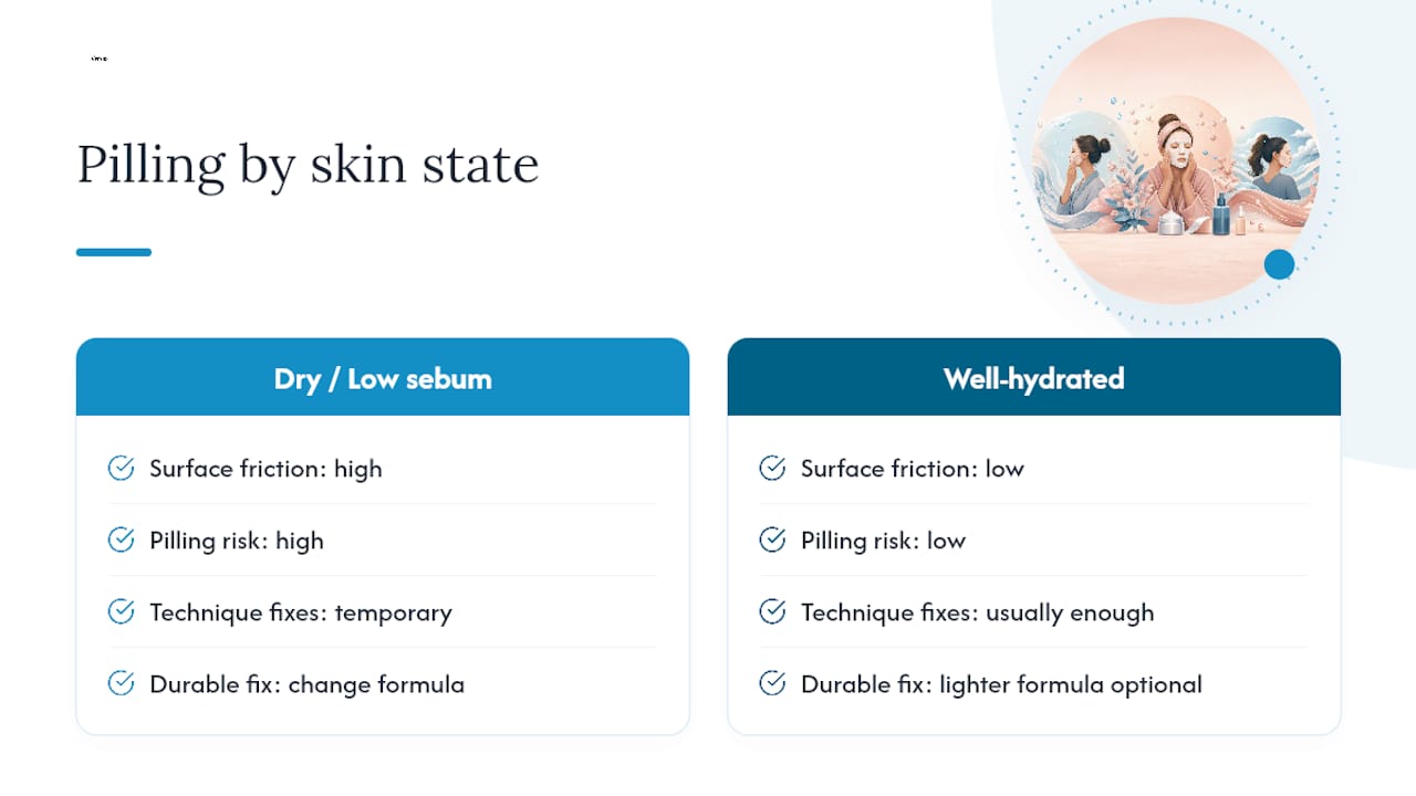 Diagram showing hydration and sebum impacts on pilling