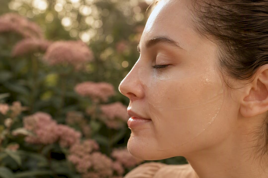 Transparent hydrogel mask on skin