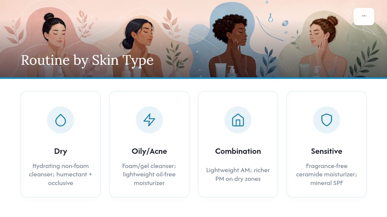 Comparison of skincare routine variations by skin type